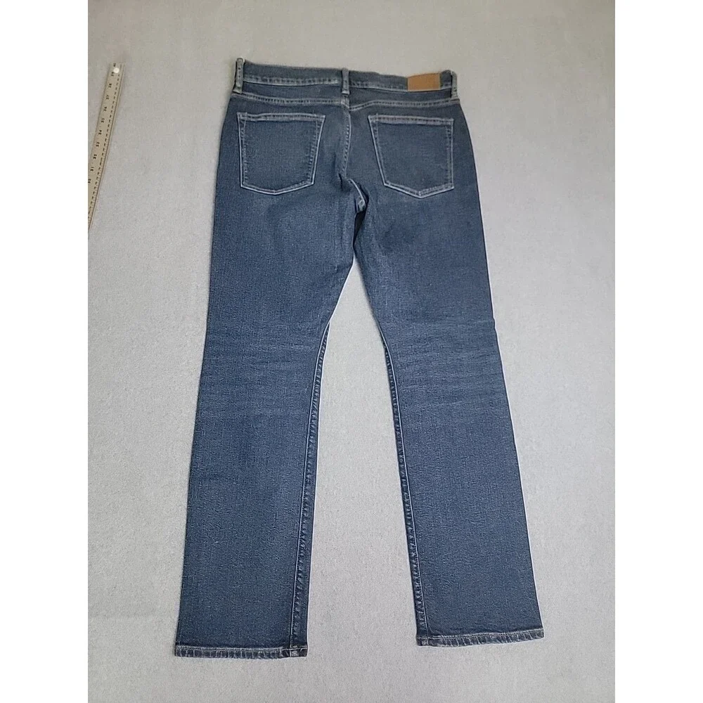 J Crew‎ 770 Jeans Mens 32 34x30 Straight Taper Dark Blue Stretch Mod Rise Preppy